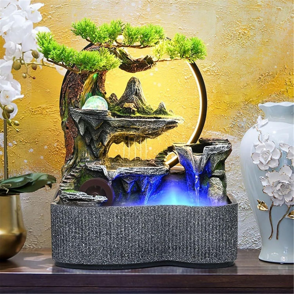 Tabletop Fountain Indoor Water Fountain, Circulating Feature Desktop Feng Shui Wheel Fish Pond Landscaping