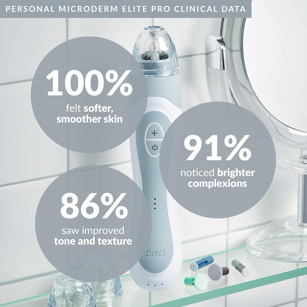 PMD Beauty Personal Microderm Elite Pro - At-Home Use, Facial Exfoliator Tool, Microdermabrasion Machine Kit for Face and Body Skincare