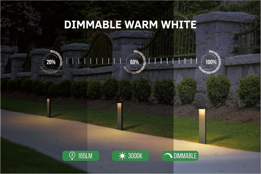 GKOLED 4 Pack Low Voltage Landscape Pathway Light Fixture, 9-15V AC DC Outdoor Walkway Lighting with APP Control, Color Changing Warm White for Yard Lawn, Stake, Die-cast Aluminum Housing