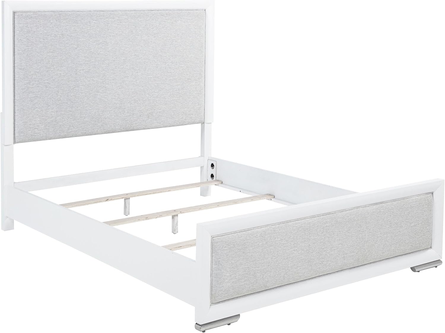 Coaster Home Furnishings - Gracemont - Wood - 5-Piece Bedroom Set with Light Grey Fabric, Vertical Tube, Cord Access and Flat Drawer Fronts - Bedroom - Queen Size - White - 225071Q-S5