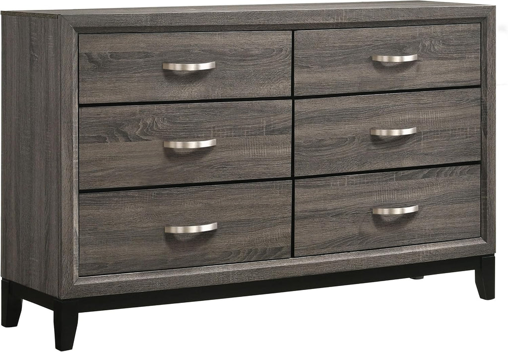 GOWE Carina Grey Oak and Black 5-Piece Eastern King Panel Bedroom Set