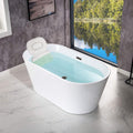 WOODBRIDGE 59' Acrylic Freestanding Bathtub Contemporary Soaking White Tub with Oil-Rubbed Bronze Overflow and Drain，B0014-ORB