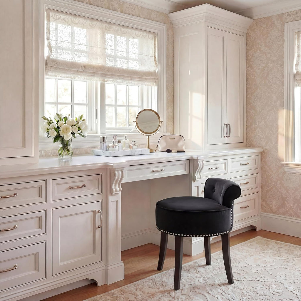 Safavieh Home Collection Georgia Black and Espresso Petite Vanity Stool