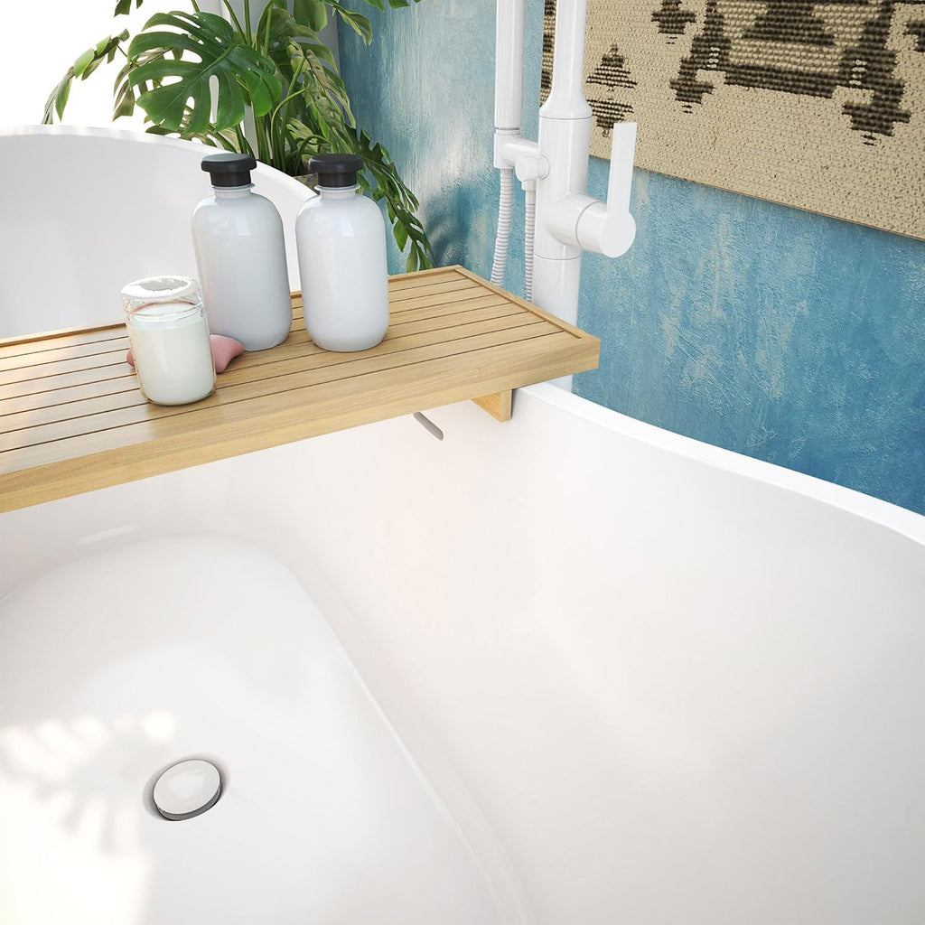 DreamLine Nile 59 inch L x 28 inch H Acrylic Freestanding Bathtub with White Finish