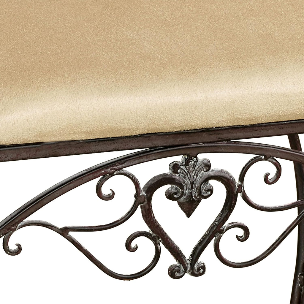 Touch of Class Aldabella Vanity Bench Tuscan Slate - Traditional Style - Handcrafted Metal - Painted by Hand - Elegant Furniture for Bedroom, Bathroom, Living Room, Kitchen - 20 Inches High