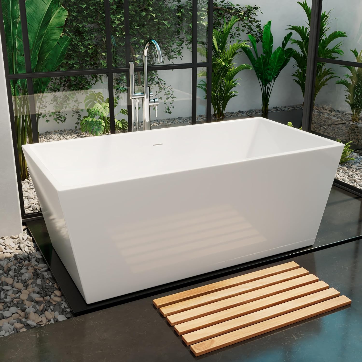 DreamLine Allure 59 inch L x 29 1/2 inch W x 22 7/8 inch H Freestanding Acrylic Bathtub with Oil Rubbed Bronze Drain
