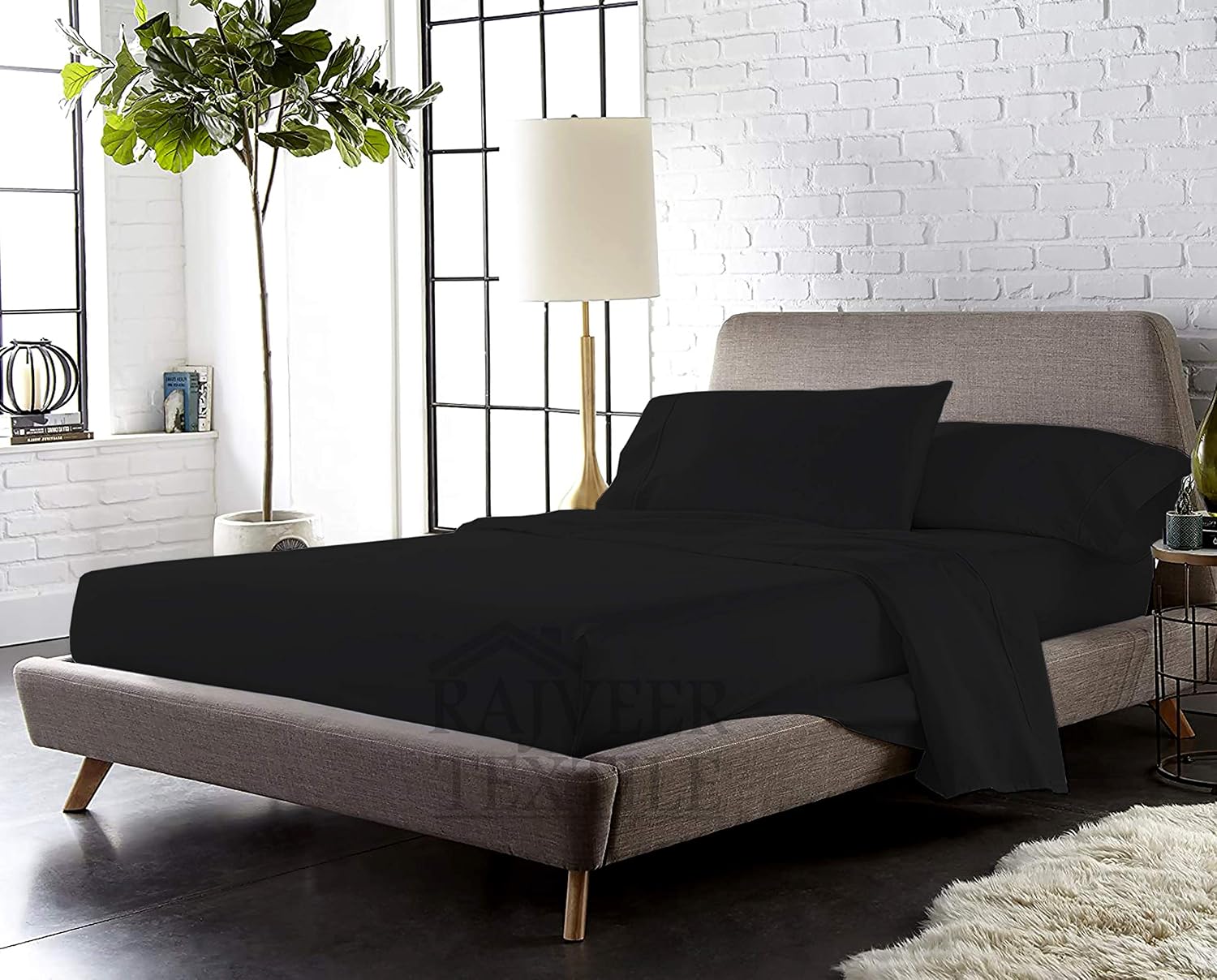 Cotton Home- 4 Pieces Queen Size Black Color Sheet Set – Soft Quality Luxury 18 Inch Deep Pocket & Bedding Set with Flat Sheet, Fitted Sheet, 2-Pillow Covers(20' x 30') Inches