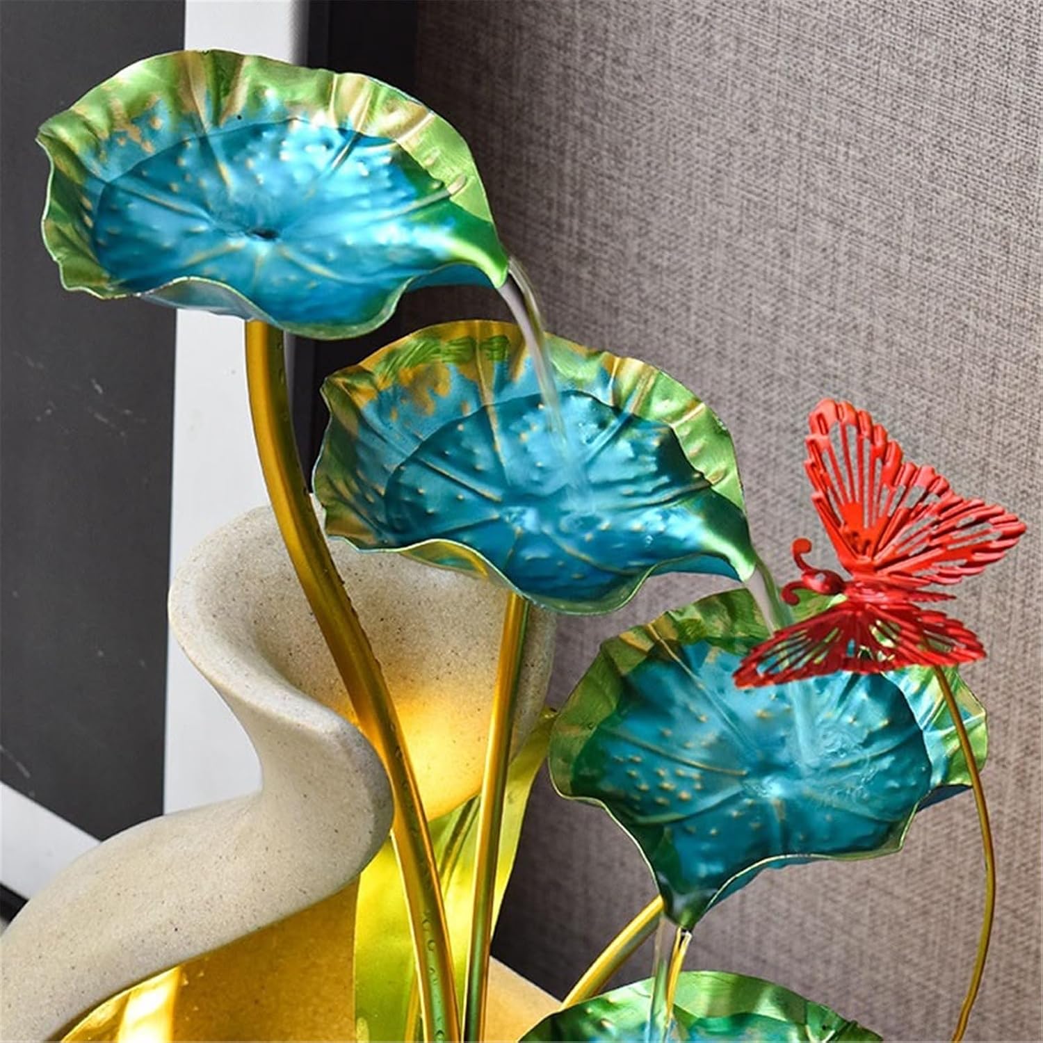 Tabletop Fountain Water Fountain 5 Tier Lotus Leaf Tabletop Fountain Relaxation Waterfall for Room Decoration
