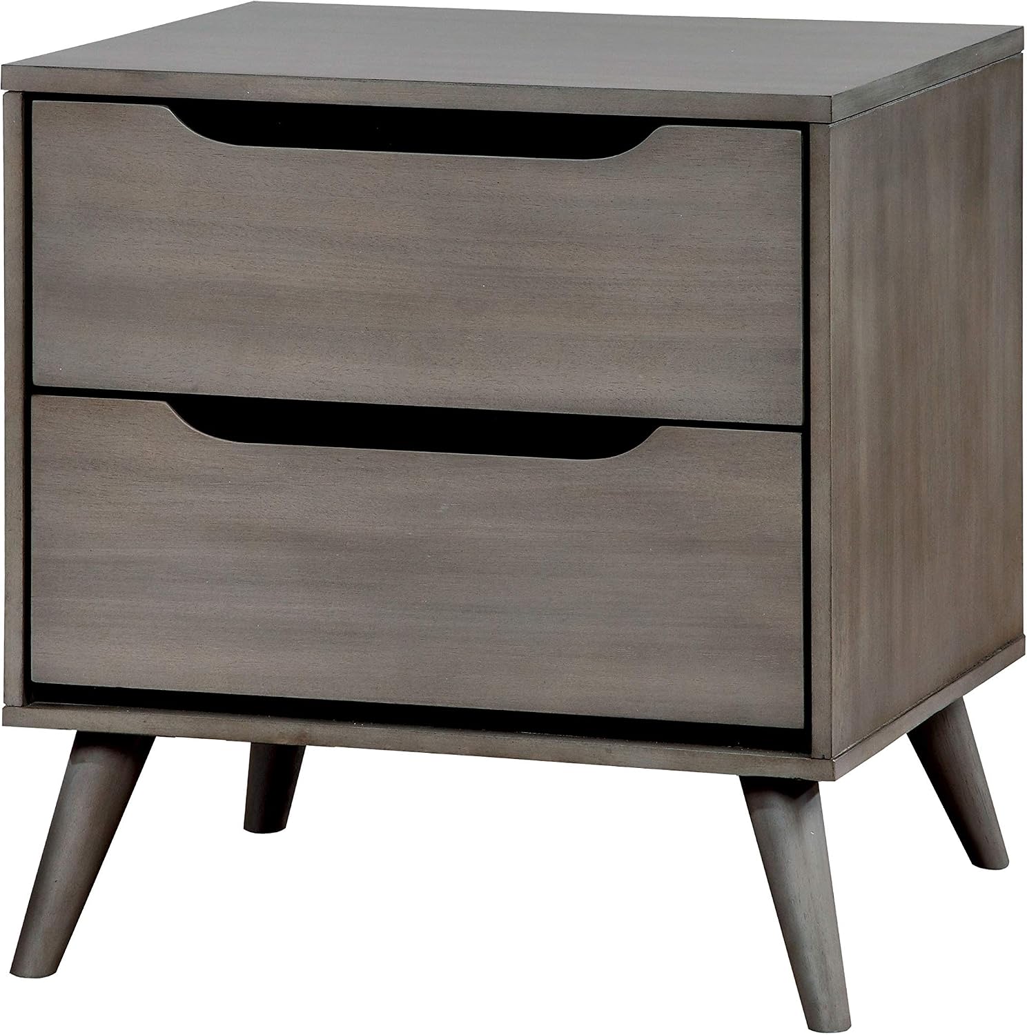 24/7 Shop at Home Chopard Contemporary Wood Bedroom Set, 4-Piece California King Bedroom Set with Ovel Mirror, Gray