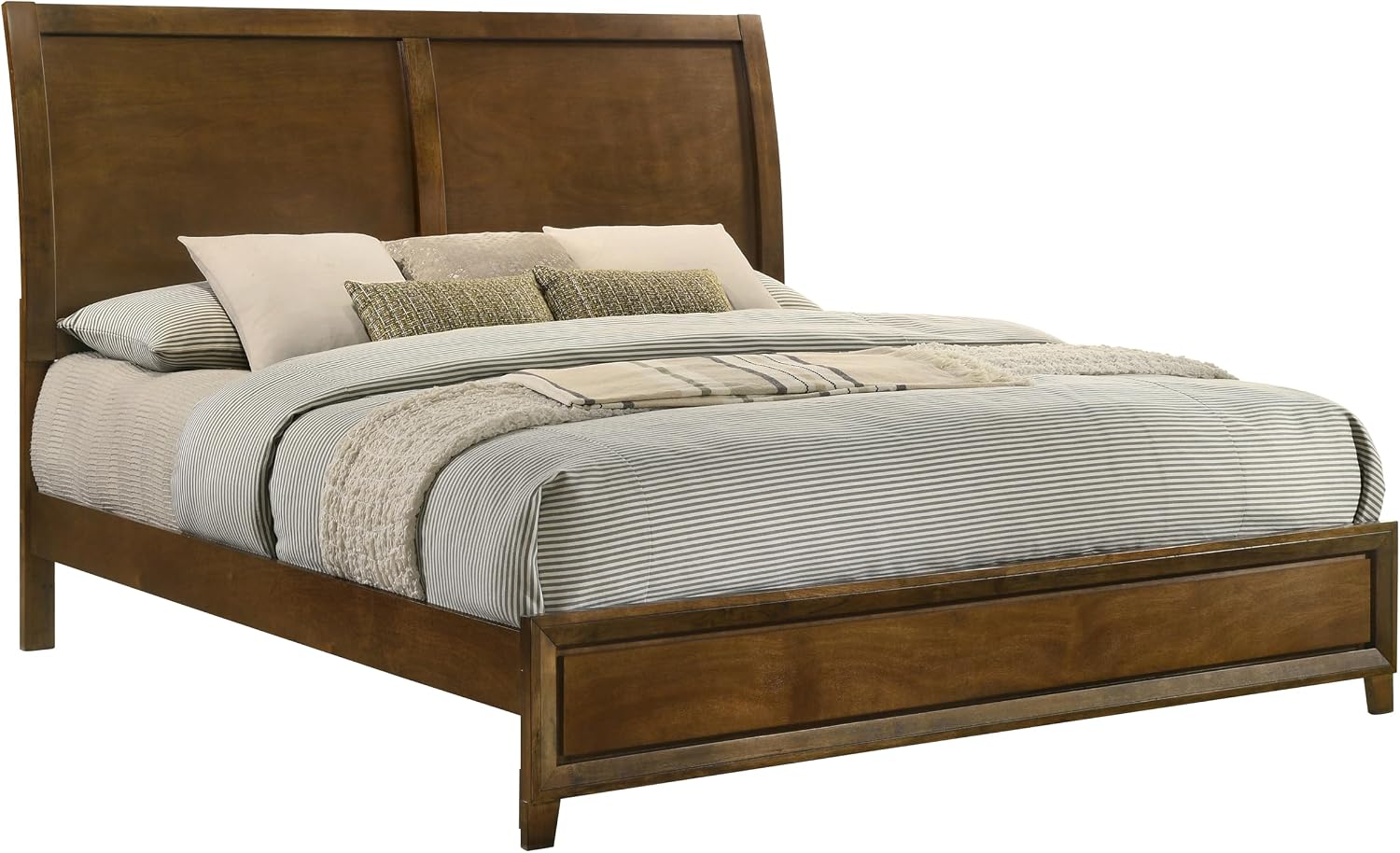 New Classic Furniture Ballard 5-Piece Wood Cal King Bedroom Set with 2-Nightstands, Walnut Brown