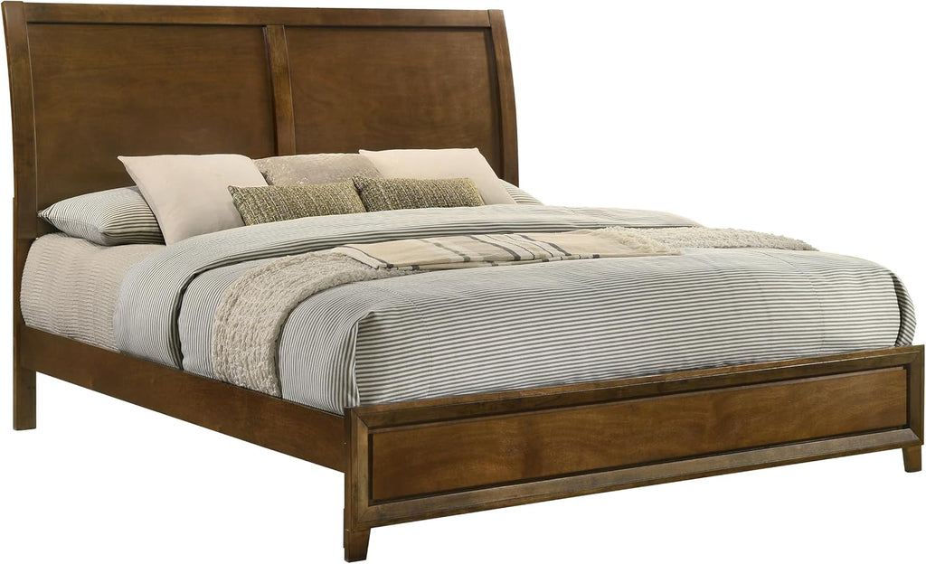 New Classic Furniture Ballard 5-Piece Wood King Bedroom Set with 2-Nightstands, Walnut Brown