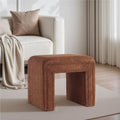Get Set Style Vanity Stool Chair,Modern Boucle Ottoman Foot Stool with Wooden Legs Sofa Bench Footstool Extra Seat for Vanity,Makeup Room,Living Room,Entryway,Office (Fully Assembled) (Brown)