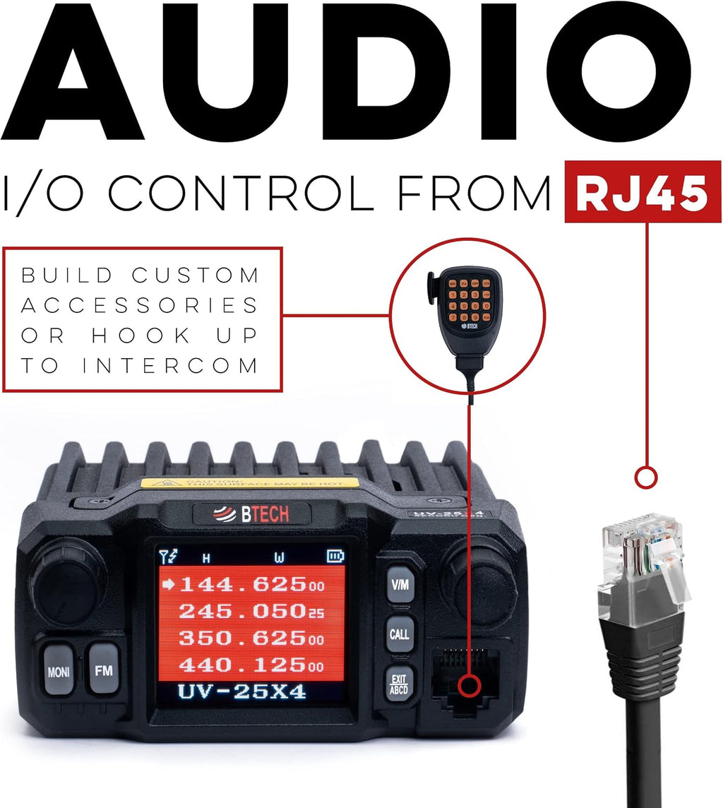 BTECH UV-25X4 (Second Gen.) Mini Mobile 25 Watt Tri Band Base, Mobile Radio: VHF, 1.255M, UHF Amateur (Ham)