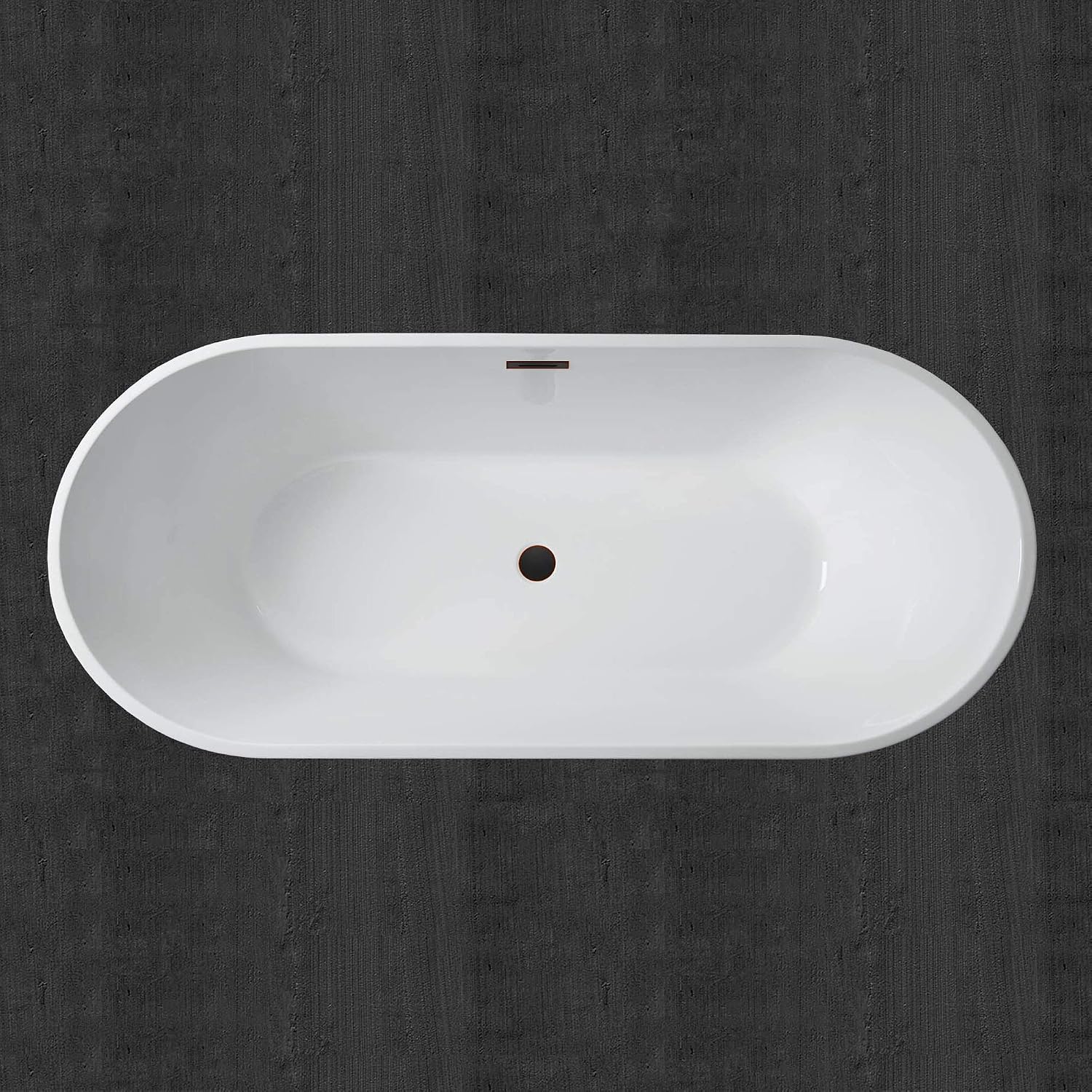 WOODBRIDGE 71' Acrylic Freestanding Bathtub Contemporary Soaking White Tub with Oil-Rubbed Bronze Overflow and Drain,B1701-ORB
