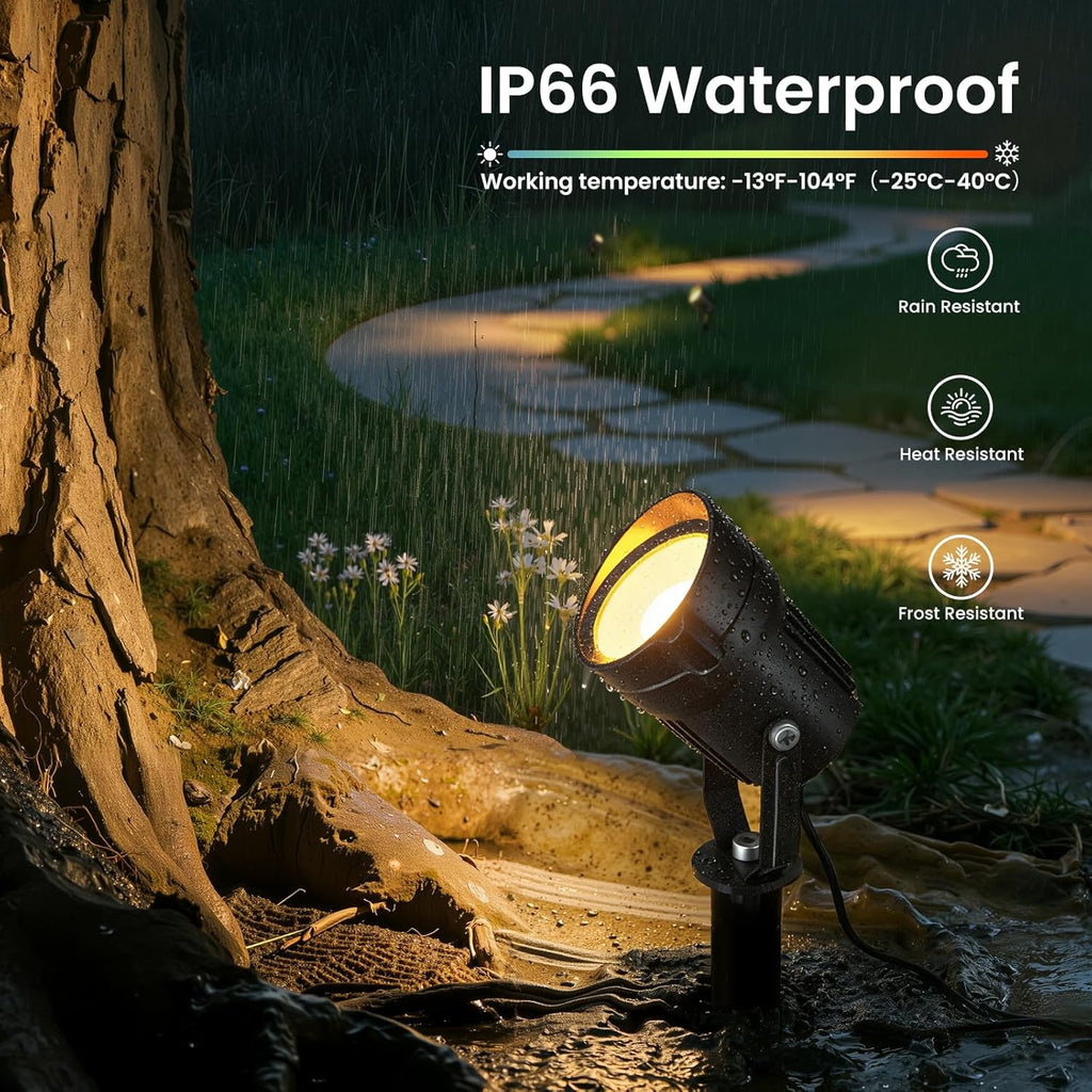6W Landscape Lighting Kit, Low Voltage Landscape Lights with Transformer 100FT UL-Listed Wire & Connectors, 3000K Waterproof Outdoor Spot Lights for Yard House Tree 12V-24V 12Pack