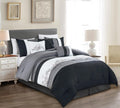 Chezmoi Collection Napa 7-Piece Luxury Leaves Scroll Embroidery Bedding Comforter Set (Oversized King, Black/Gray/White)