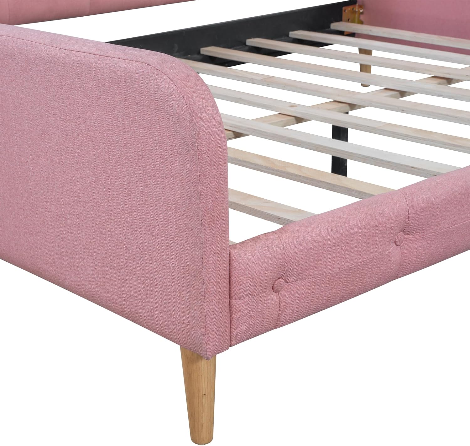 Merax 79' Full Size Linen Upholstered Daybed with 4 Wood Legs,Pink
