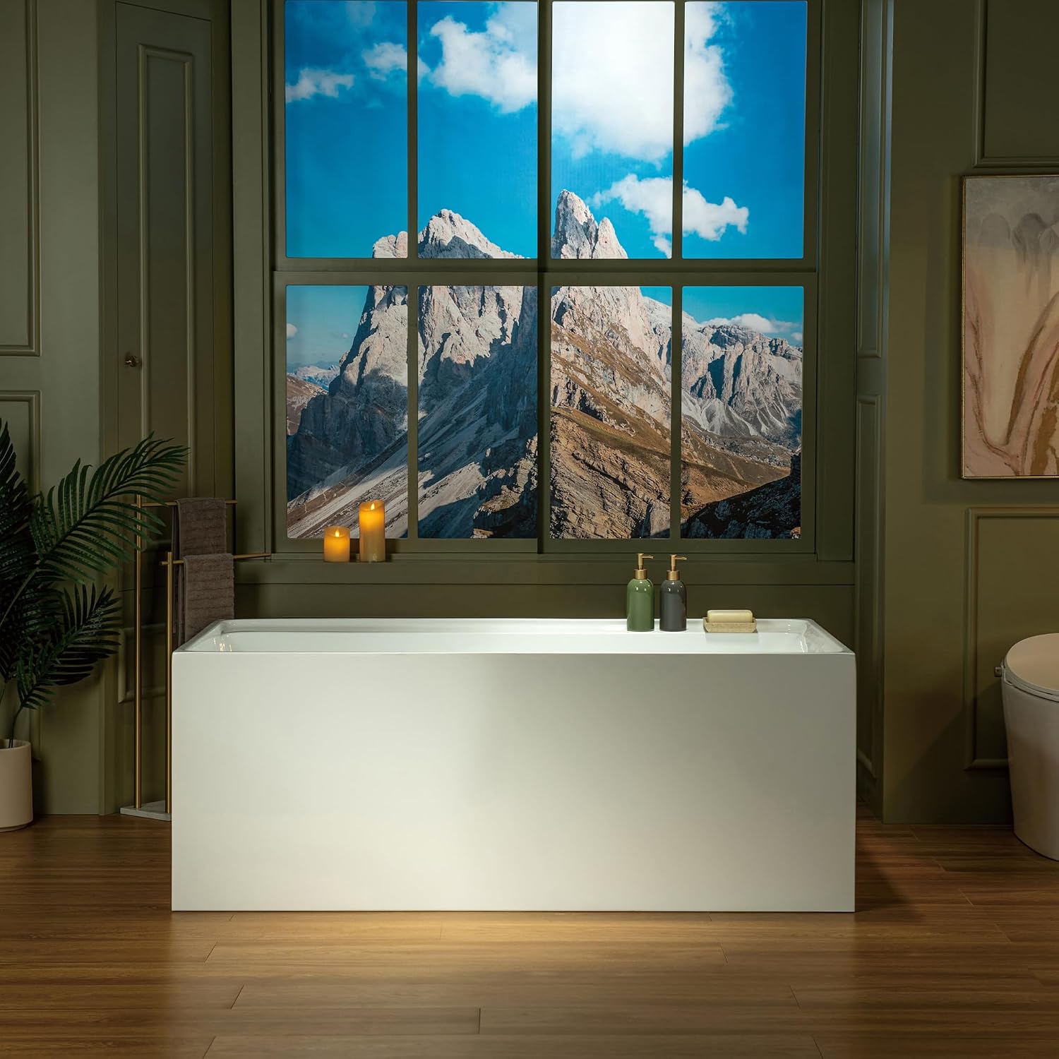 WOODBRIDGE 59' L x 29-1/2' W Freestanding Contemporary Soaking Bathtub with Oil-Rubbed Bronze Drain & Overflow, White, B5910-ORB