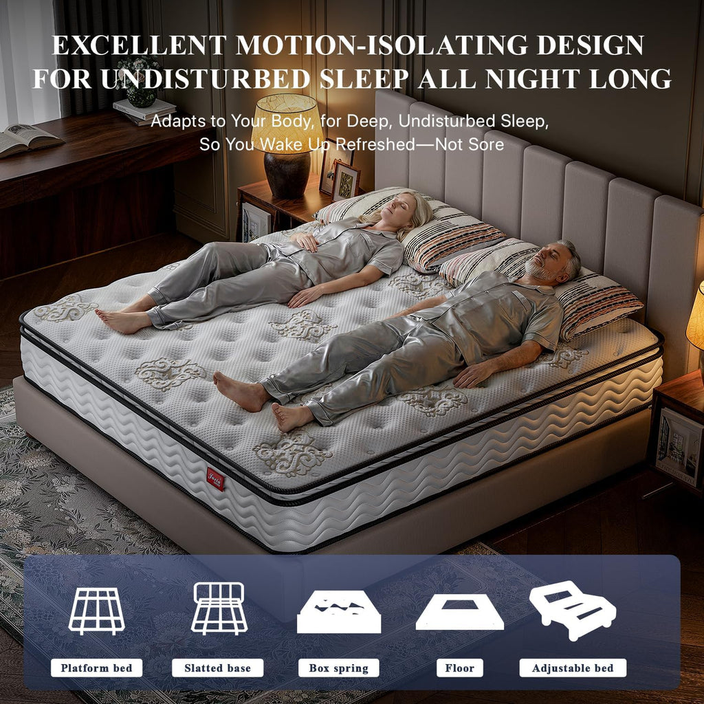 Jacia House Twin Mattress 11.4 Inch Memory Foam Innerspring Independently Encased Coil Hybrid Mattress - Pillow Top Mattress in a Bag 75' L x 39' W