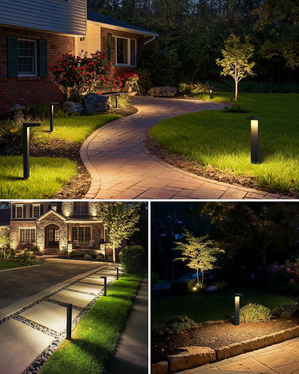 SUNVIE LED Low Voltage Landscape Lighting Kit Outdoor Waterproof Low Voltage Pathway Lights Wired with Spotlights 3000K Modern Outdoor Landscape Lights with Connectors for Path Yard Garden, 12 Pack