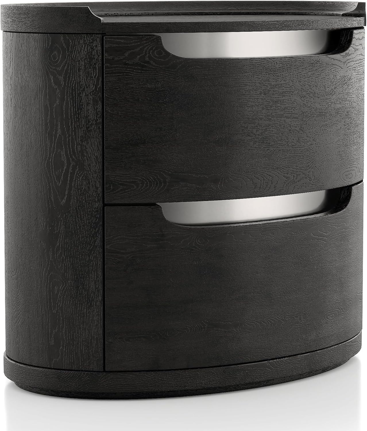 Furniture of America Teada Modern Solid Wood 5-Piece Bedroom Set with Padded Curved Headboard, Oval Nightstand, Felt-Lined Top and UV-Stained Lower Drawers, Box Spring Needed, King, Black