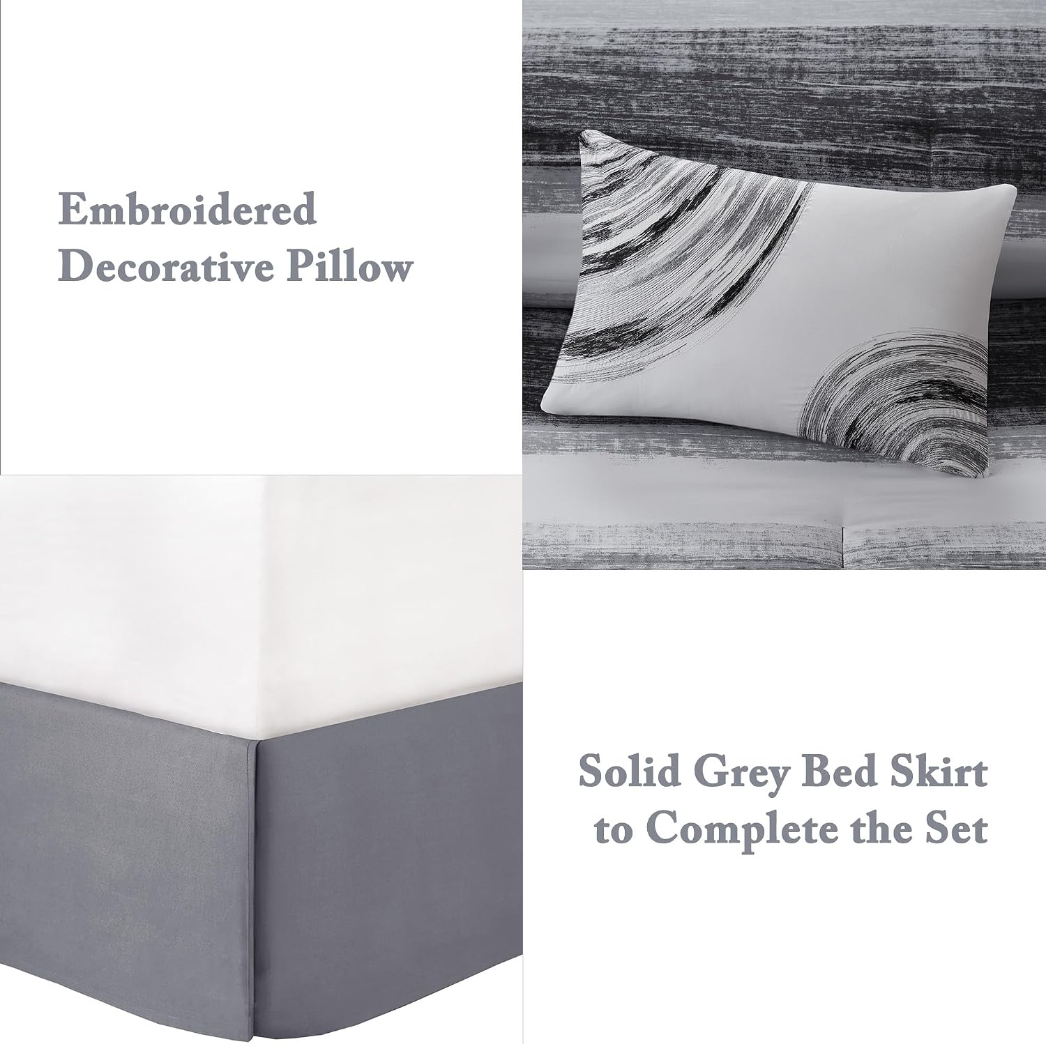 Madison Park Essentials Cal King Comforter Set, Bed in a Bag, Watercolor Print Coastal Comforter & Chambray Cotton Sheet Set, All Season Bedding, Saben, Black Cal King (104 in x 92 in) 9Piece