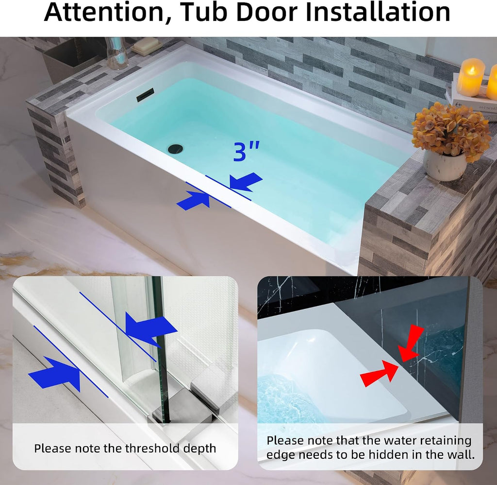 WOODBRIDGE 60' Acrylic Rectangular Alcove Soaking Bathtub in White with Left Drain, Oil Rubbed Bronze pop-up Drain Included, LB429-L