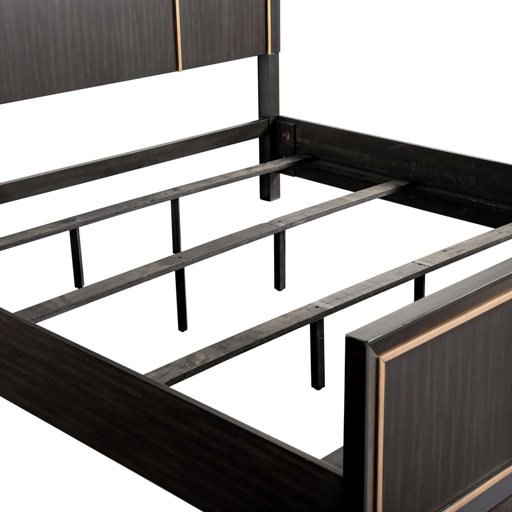 Furniture of America Samuel Modern Solid Wood 5-Piece Bedroom Collection Bed Frame, 2-Drawer Nightstands and 6-Drawer Dresser with Mirror, Box Spring Required, Espresso, King