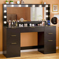ALEXNUTRE Vanity Desk with Mirror and Lights, 45.3in Makeup Vanity with 7 Drawers & Large Mirror, Vanity with 3-Color Adjustable Lighting & Charging Station, Make Up Vanity for Bedroom