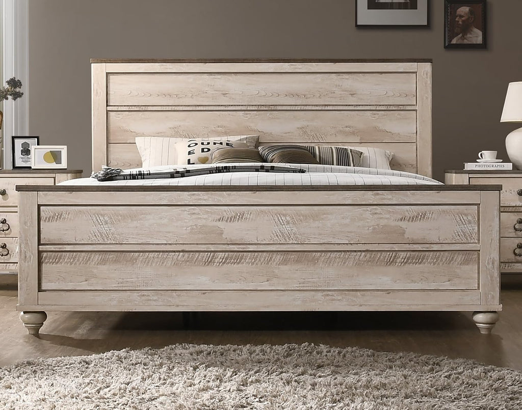 Roundhill Furniture Amerland Contemporary White Wash Finish 4-Piece Bedroom Set,
