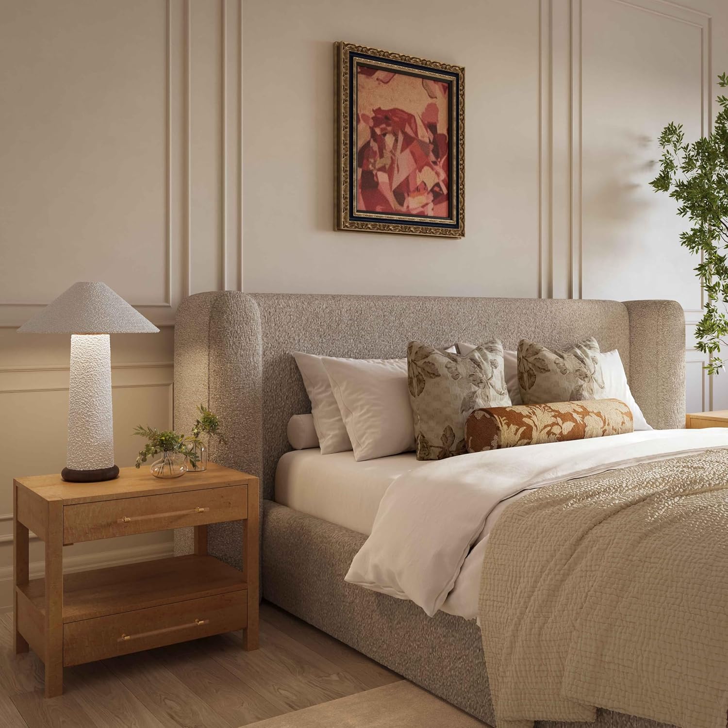 Tov Furniture Babette Tan Boucle Queen Bed