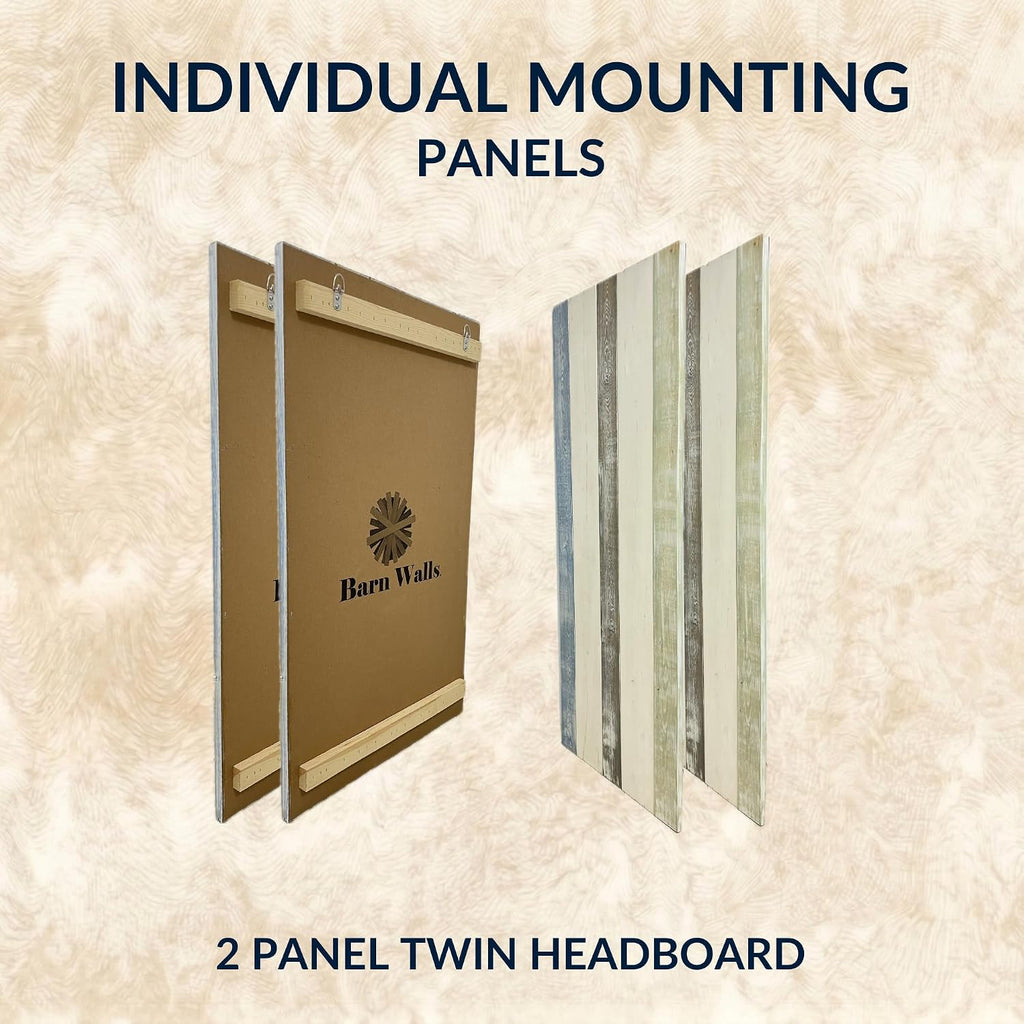 Barn Walls Twin Wood Headboard - Farmhouse Mix Design - Wall Mounted Floating Headboard for Twin Bed - Handcrafted Solid Wood - Easy No-Drill Installation