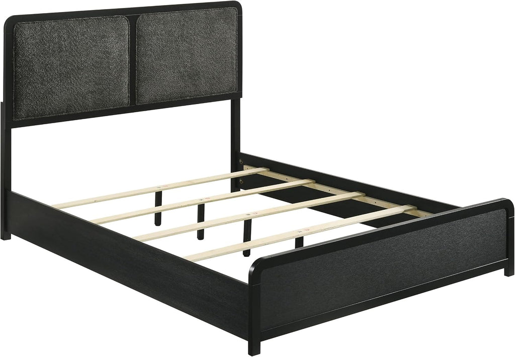 Coaster Home Furnishings - Cavelle - Wood - 5-Piece Bedroom Set with Panel Bed, Metal Knobs, and Upholstered Headboard - Bedroom - Queen Size - Black - 223661Q-S5