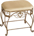 Touch of Class Aldabella Traditional Upholstered Vanity Bench | Satin Gold | Cushion is Polyester | Made of Metal | Painted by Hand | Elegant Accent Furniture for Bedroom, Bathroom, Living Room