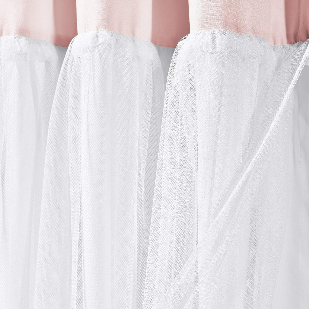 Lush Decor Tulle Skirt Colorblock Shower Curtain Single 72' W x 72' L Blush & White - Fabric Shower Curtains for Bathroom - Cute Bathroom Curtain (Pack of 6)