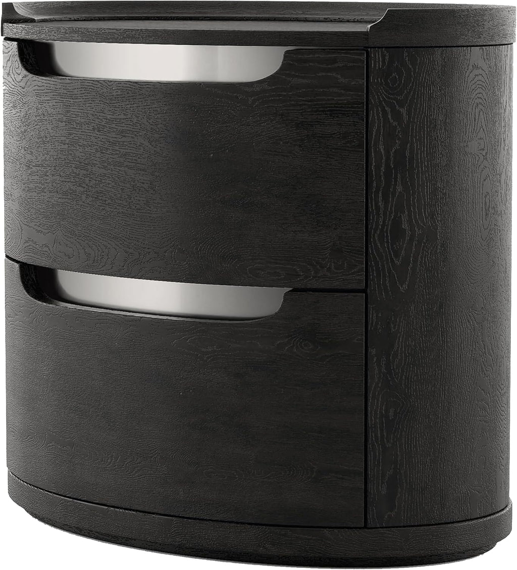 Furniture of America Teada Modern Wood 5-Piece Bedroom Set with Padded Curved Headboard, Oval Nightstand, Felt-Lined Top and UV-Stained Lower Drawers, Box Spring Needed, Queen, Black