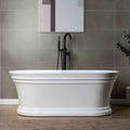WOODBRIDGE 59'Freestanding White Acylic Soaking Bathtub with White Pillow,Drain and Overflow inORB,BTA1536 -ORB-Drain &O+ Pillow