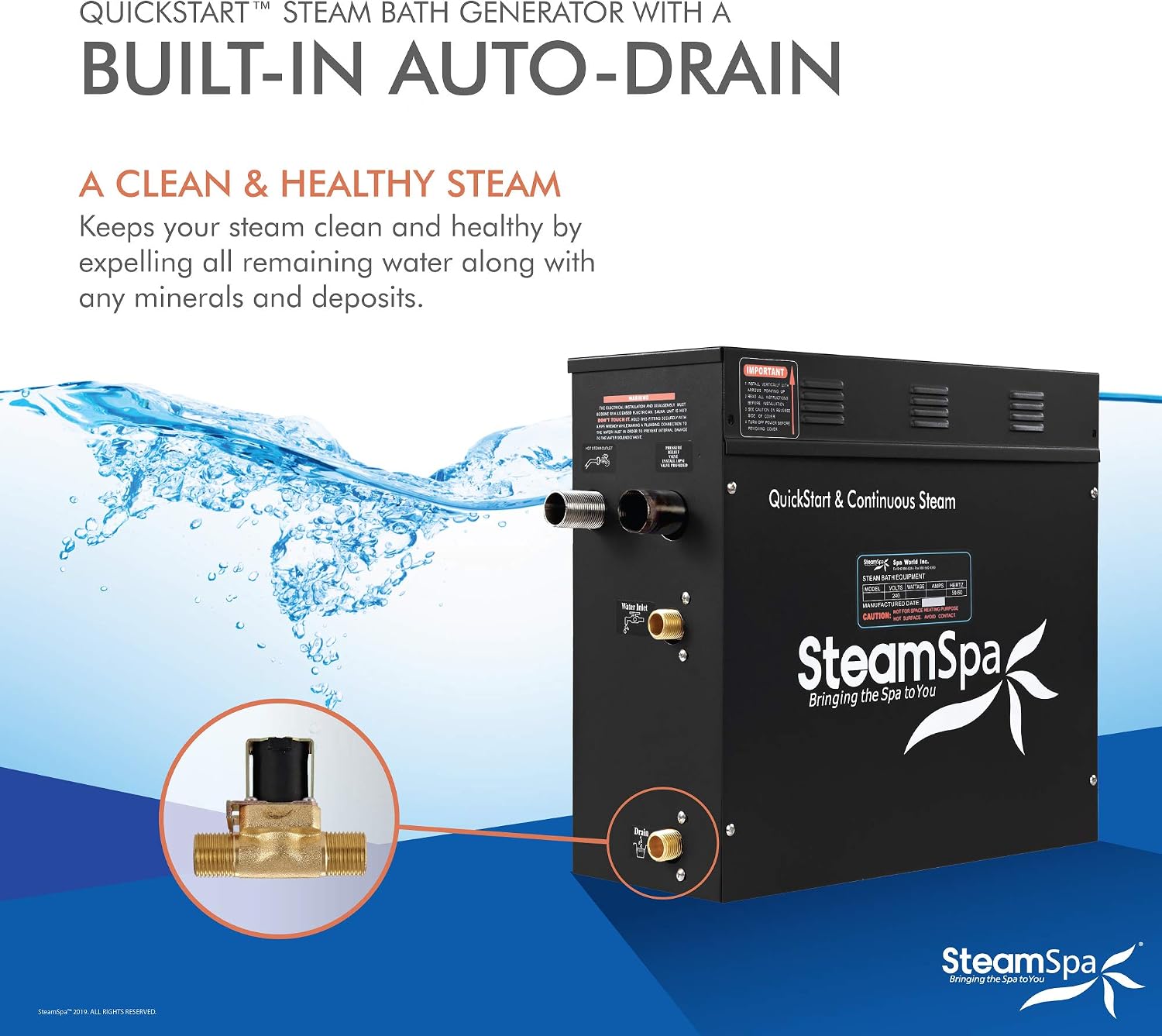 Generator with Quick Start Continuous Steam Technology, Wi-Fi, Bluetooth and Autodrain | 9kW Steam Generator with Oil Rubbed Bronze Steam Head with Aromatherapy Reservoir | FG-RVB900ORB-A