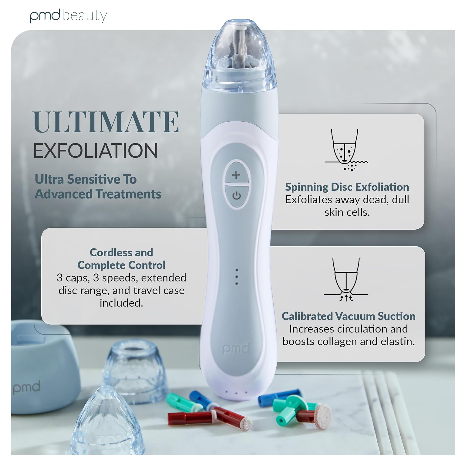 PMD Beauty Personal Microderm Elite Pro - At-Home Use, Facial Exfoliator Tool, Microdermabrasion Machine Kit for Face and Body Skincare