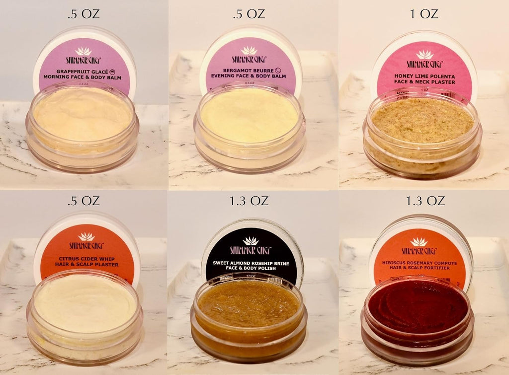 SHIMMER CHEF Signature Six | 6 Fresh Organic Skincare & Haircare Formulas | Botanical Treatments that Create The Shimmer Effect: Radiance for Skin, Hair & Mood