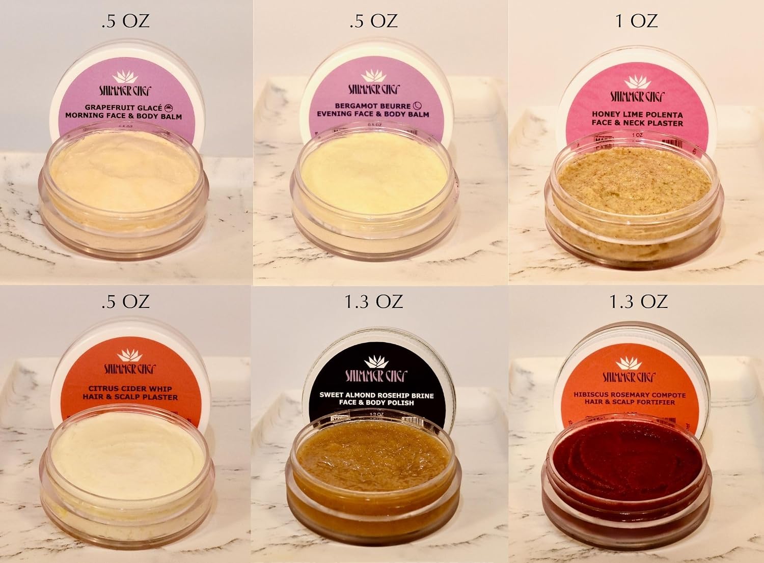SHIMMER CHEF Signature Six | 6 Fresh Organic Skincare & Haircare Formulas | Botanical Treatments that Create The Shimmer Effect: Radiance for Skin, Hair & Mood