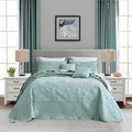 Oversized King Bedspread, Paisley Pattern Design, Lightweight Bedding Cover, Reversible, 5 Piece, 100% Microfiber, Seaglass