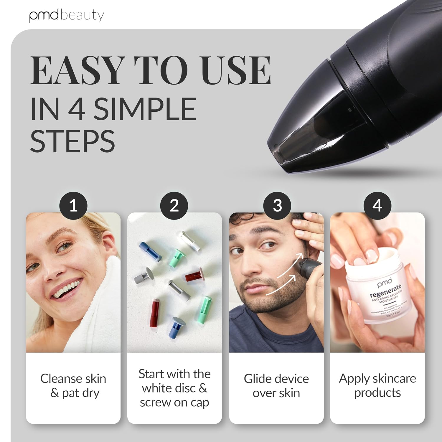 PMD Beauty Personal Microderm Pro - At-Home Use, Facial Exfoliator Tool, Microdermabrasion Machine Kit for Face and Body Skincare