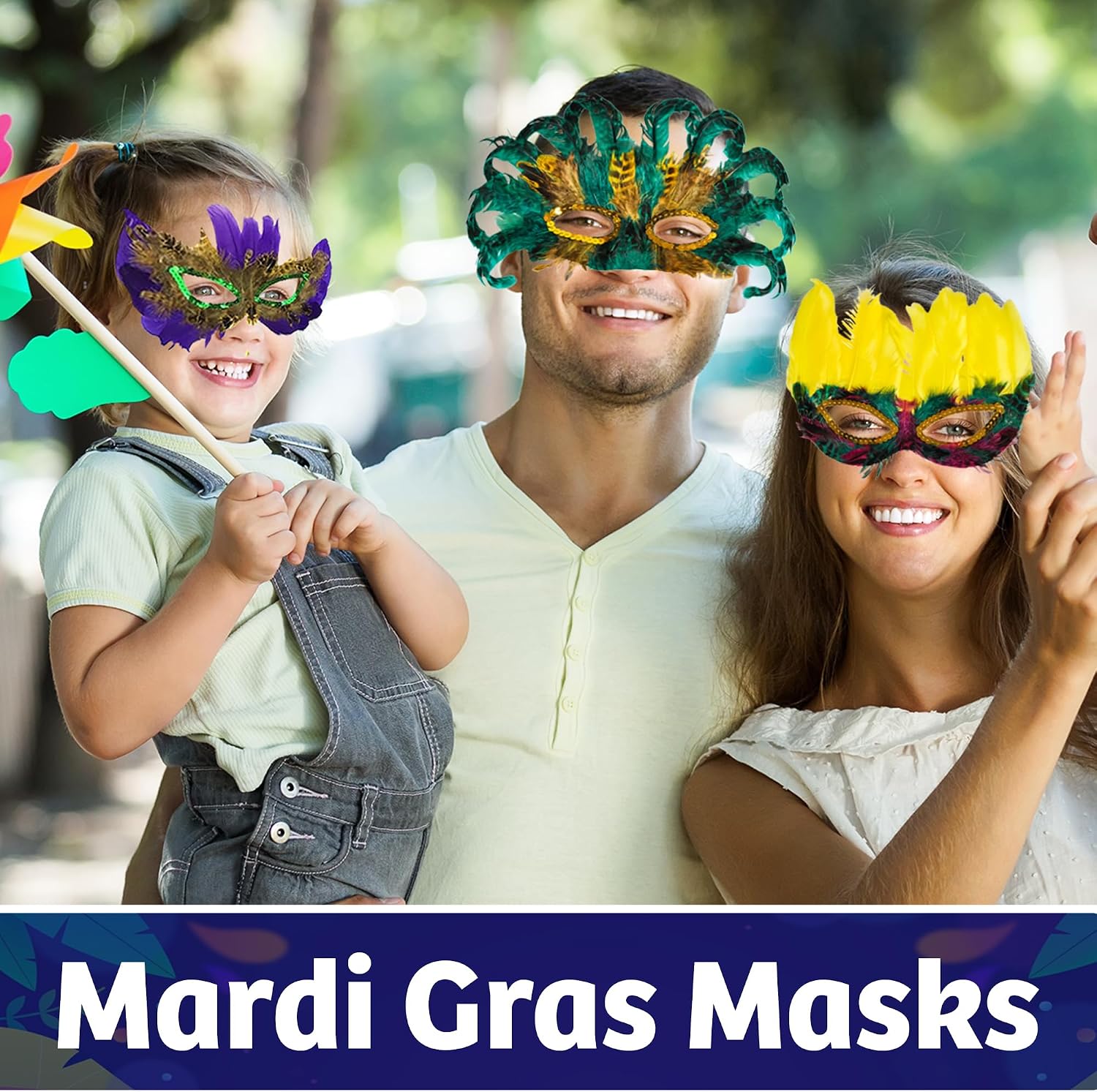 Bedwina Bulk Mardi Gras Masks 12/50/300Pcs - Carnival Masquerade for Women, Men, Kids Party Costume, Mardi Gras Decorations