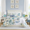 Harbor House 100% Cotton Duvet Cover, Coastal, Beach Cottage Design, All Season, Breathable Comforter Cover Tropical Bedding, Matching Shams, Lorelai Monstera Leaf Green Full/Queen (90'x90') 5 Piece