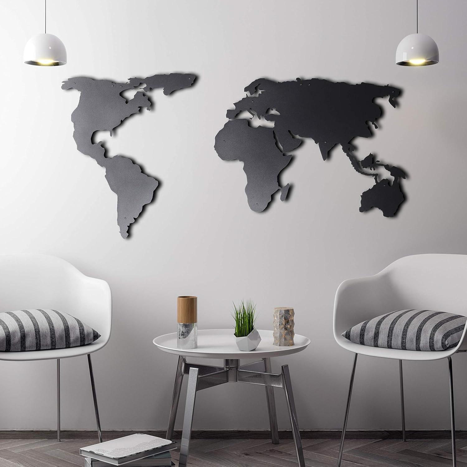 World Map Wall Art, 100% Metal World Map 2D, Sculpture, Large and Wide - Size (23.6' x 47.2') - Wall Hanging for Living Room, Bedroom, Dorm Size (23.6' x 47.2') (Black, (23.6' x 47.2'))