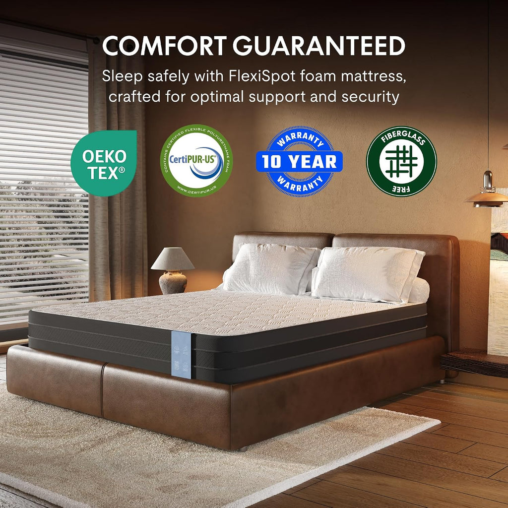 FLEXISPOT Queen Size Adjustable Bed Frame with 12 Inch Gel Memory Foam Mattress, Massage, Viscose from Bamboo, Zero Gravity, Medium Firm, 750 Ibs,Bonus 4-Piece Queen Sheet Set Included.