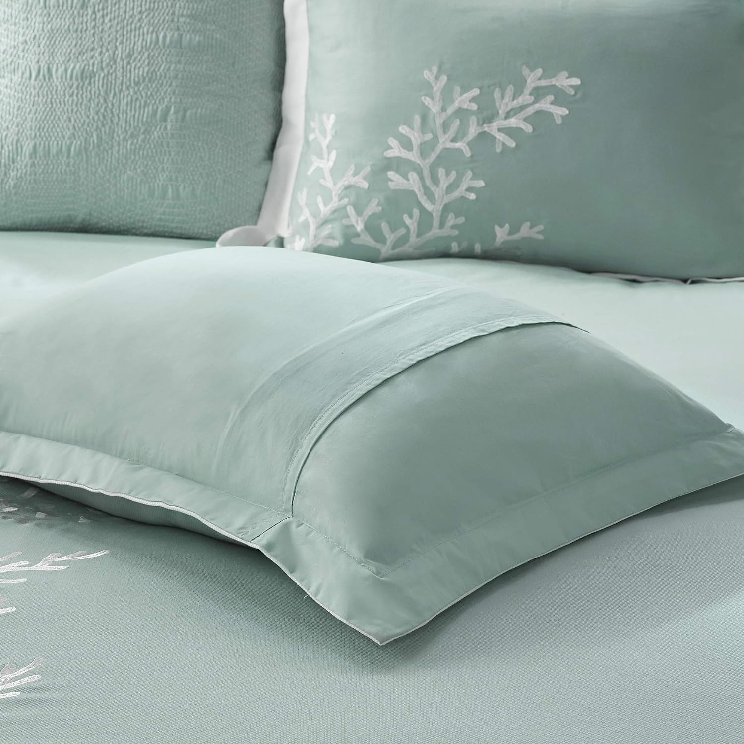 Harbor House 100% Cotton Duvet Cover, Jacquard Coastal Coral Duvet Cover Set – Light Weight Bed Comforter Covers, Coastline Blue Full/Queen (90'x90') 3 Piece