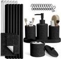 Hearth & Harbor Black Bathroom Set - Bathroom Sets with Shower Curtain and Rugs, 21PC Bathroom Accessory Set, Shower Curtain Set with Soap Dispenser & Toothbrush Holder