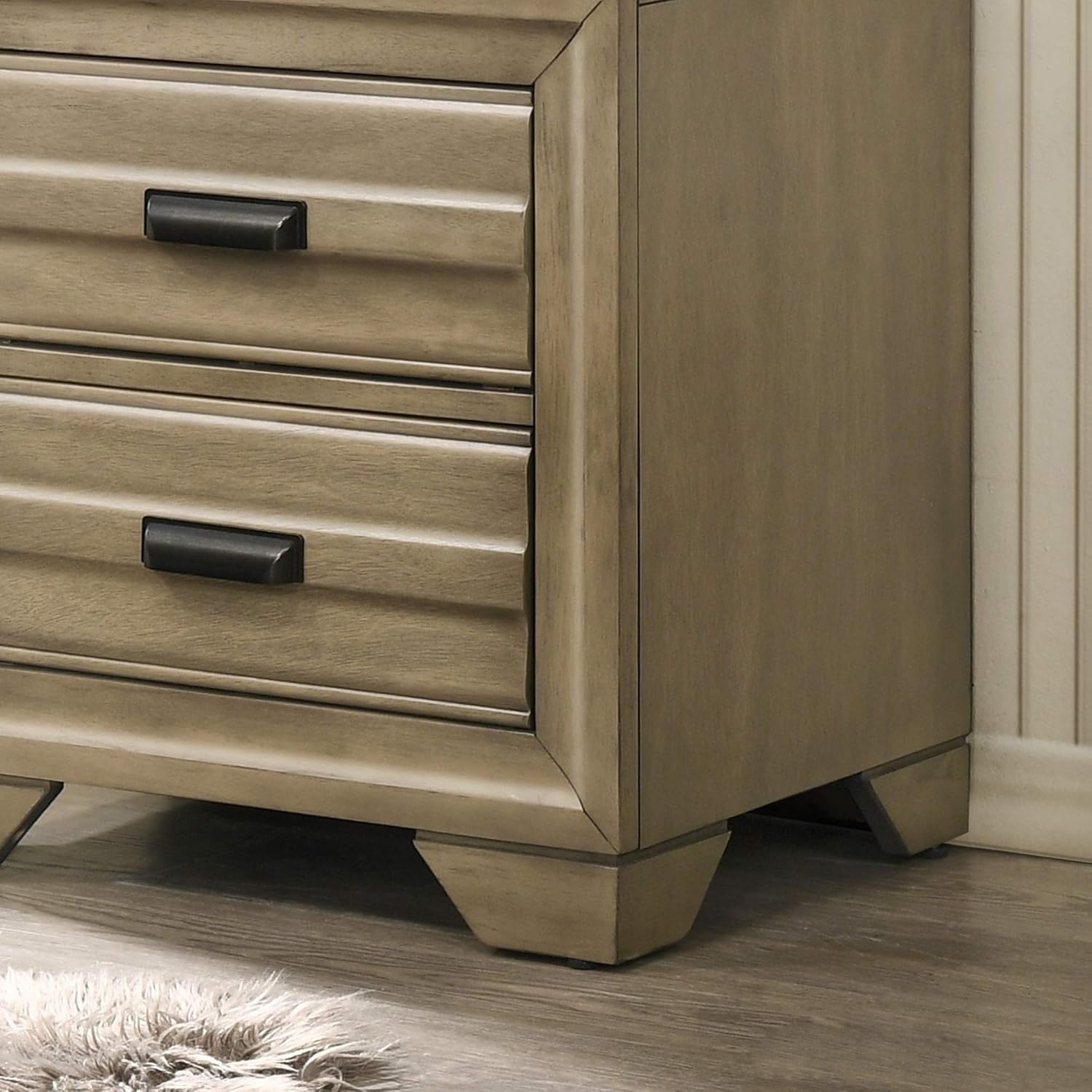 Roundhill Furniture Loiret Light Gray Finish 3-Piece Wood Bedroom Set with Queen Size Storage Bed with Two Nightstands